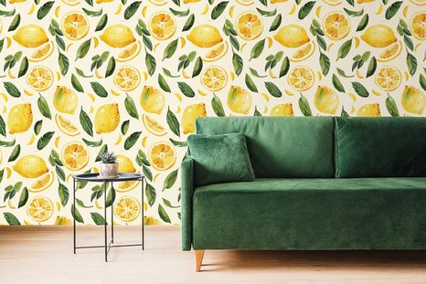 TAPETE FRISCHE ZITRONEN - TAPETEN MIT ESSEN UND GETRÄNKEN - TAPETEN