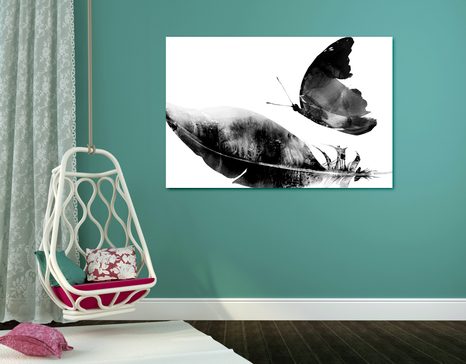 TABLOU PANĂ ȘI FLUTURE ALB-NEGRU - TABLOURI ALB-NEGRU - TABLOURI