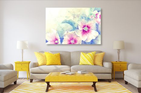 WANDBILD AQUARELLILLUSTRATION VON ROSA BLUMEN - BILDER BLUMEN - BILDER