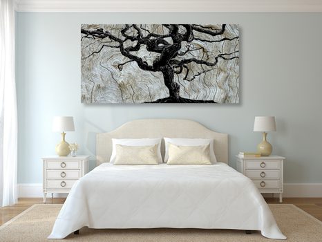 STAMPA SU TELA – ALBERO ASTRATTO SU LEGNO - QUADRI ALBERI DELLA VITA - STAMPE E QUADRI