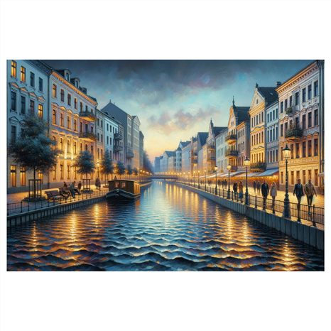 OBRAZ ROMANTICKÉ MĚSTO U VODY - OBRAZY MĚSTA - OBRAZY