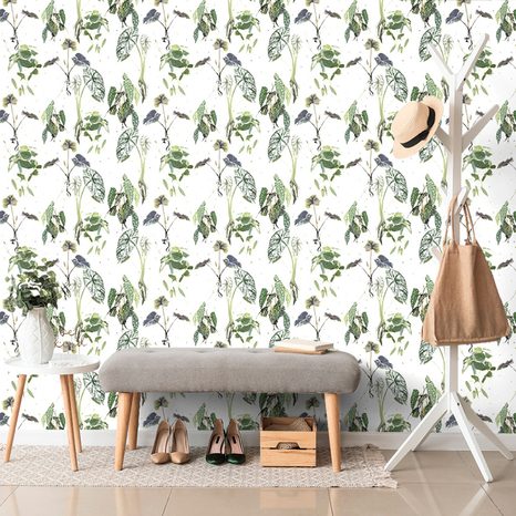 SELF ADHESIVE WALLPAPER BEAUTIFUL LEAVES ON A WHITE BACKGROUND - SELF-ADHESIVE WALLPAPERS - WALLPAPERS