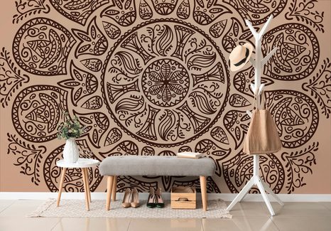 SAMOLEPÍCÍ TAPETA MANDALA S ABSTRAKTNÍM LIDOVÝM VZOREM - SAMOLEPÍCÍ TAPETY - TAPETY