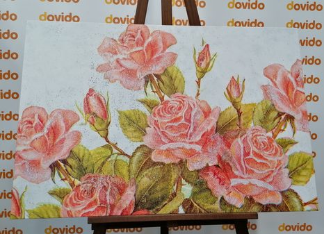 QUADRO SU TELA – BOUQUET VINTAGE DI ROSE - QUADRI DI FIORI - STAMPE E QUADRI