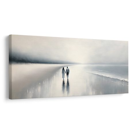 WANDBILD LIEBESPAAR AN DER KÜSTE - BILDER MEER UND STRAND - BILDER