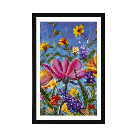 POSTER CU PASSEPARTOUT FLORI COLORATE PE LUNCĂ - FLORI - POSTERE