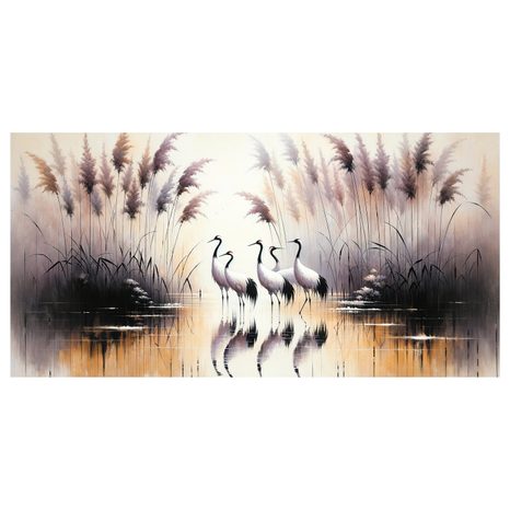 OBRAZ HEJNO JEŘÁBŮ U VODY - OBRAZY PTÁCI - OBRAZY