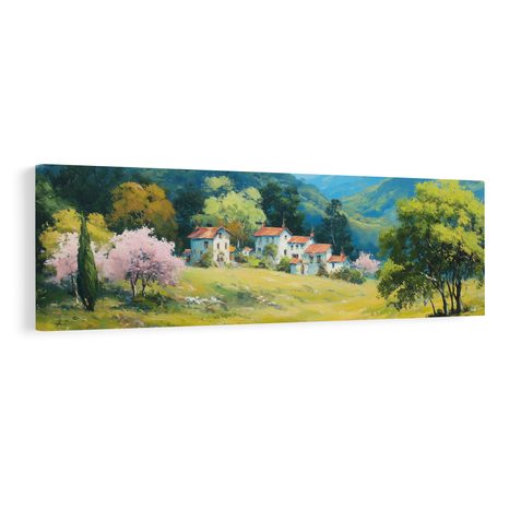 OBRAZ POHLED NA HORSKOU VESNICI - BAREVNÉ DOMY - OBRAZY