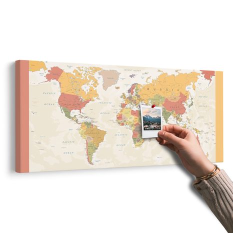 QUADRO IN SUGHERO – MAPPA DEL MONDO DETTAGLIATA - QUADRI SU SUGHERO - STAMPE E QUADRI