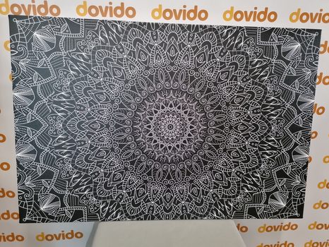 OBRAZ DETAILNÍ OZDOBNÁ MANDALA V ČERNOBÍLÉM PROVEDENÍ - ČERNOBÍLÉ OBRAZY - OBRAZY