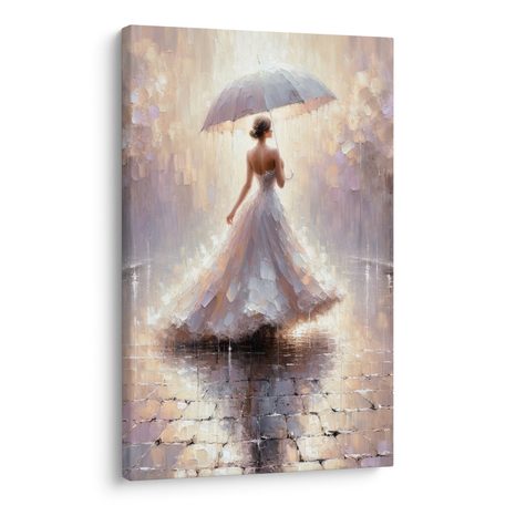 WANDBILD FRAU MIT REGENSCHIRM IM REGEN - WANDBILDER FRAUEN - BILDER