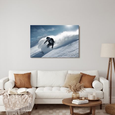 WANDBILD WINTERLICHE ADRENALIN-FAHRT - BILDER VON MENSCHEN - BILDER