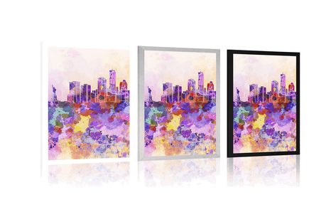 PLAKÁT NEW YORK V AKVARELOVÉM PROVEDENÍ - MĚSTA - PLAKÁTY