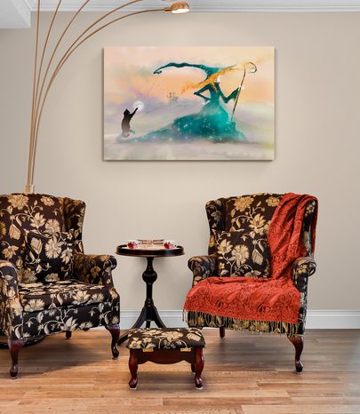 WANDBILD GEMALTE HEXE - BILDER FÜR KINDER - BILDER