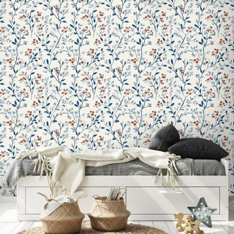 SELBSTKLEBENDE TAPETE ZARTE BLUMEN AUF WEISSEM HINTERGRUND - TAPETEN MIT BLUMENMOTIVEN - TAPETEN