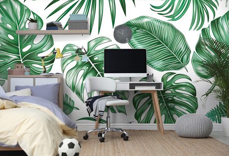 SAMOLEPIACA TAPETA MODERNÉ ZELENÉ LISTY - SAMOLEPIACE TAPETY - TAPETY