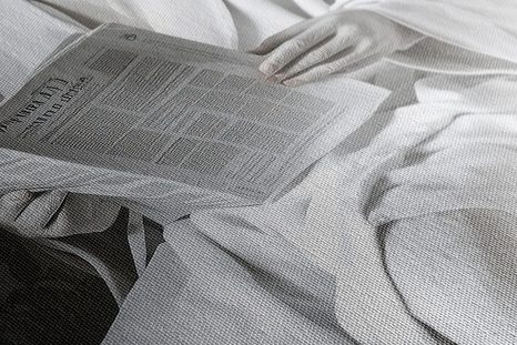 STAMPA SU TELA – TORO BIANCO CON GIORNALI IN BAGNO - QUADRI DI UN BUFALO E DI UNA MUCCA - STAMPE E QUADRI