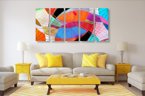 5-TEILIGES WANDBILD MEHRFARBIGE ABSTRAKTION - POP-ART-BILDER - BILDER