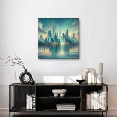 OBRAZ ODRAZ MĚSTA NA HLADINĚ - OBRAZY MĚSTA - OBRAZY