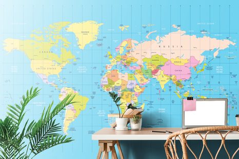 CARTA DA PARATI – MAPPA SU SFONDO BLU - CARTA DA PARATI MAPPE - CARTA DA PARATI