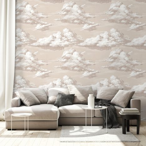 SAMOLEPÍCÍ TAPETA BÉŽOVÉ VINTAGE MRAKY - VZOROVANÉ TAPETY - TAPETY