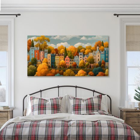 OBRAZ BAREVNÉ DOMY V PODZIMU - BAREVNÉ DOMY - OBRAZY