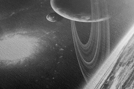 WANDBILD PLANET IM WELTRAUM IN SCHWARZ-WEISS - SCHWARZ-WEISSE BILDER - BILDER