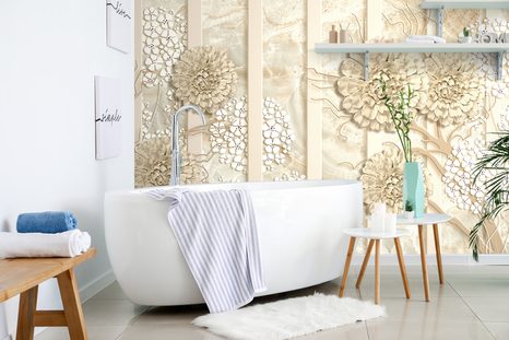 TAPÉTA ABSZTRAKT VIRÁGOK MÁRVÁNY HÁTTÉREN - ABSZTRAKT TAPÉTÁK - TAPÉTÁK