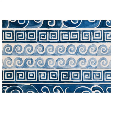 TABLEAU SUR TOILE – MOTIFS GRECS BLEUS À L’AQUARELLE - TABLEAUX PAR THÈME - TABLEAUX