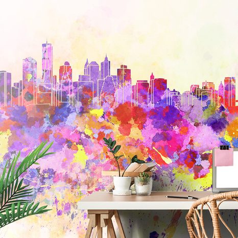 SELF ADHESIVE WALLPAPER NEW YORK CITY IN WATERCOLOR DESIGN - SELF-ADHESIVE WALLPAPERS - WALLPAPERS