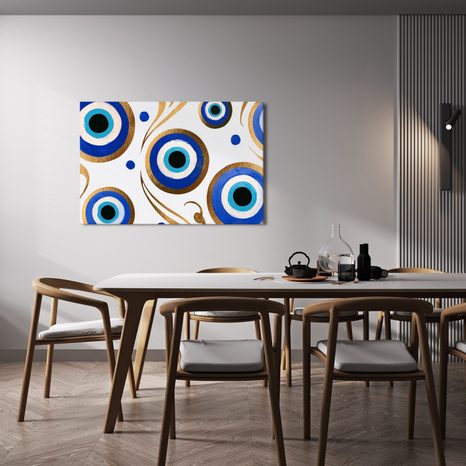 TABLEAU SUR TOILE – ŒIL BLEU AUX ORNEMENTS - TABLEAUX PAR THÈME - TABLEAUX