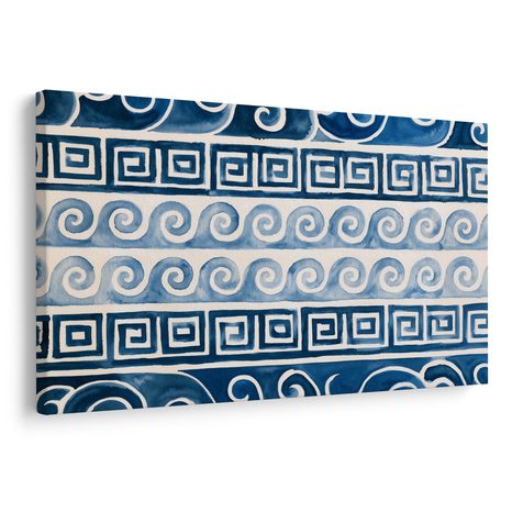 TABLEAU SUR TOILE – MOTIFS GRECS BLEUS À L’AQUARELLE - TABLEAUX PAR THÈME - TABLEAUX