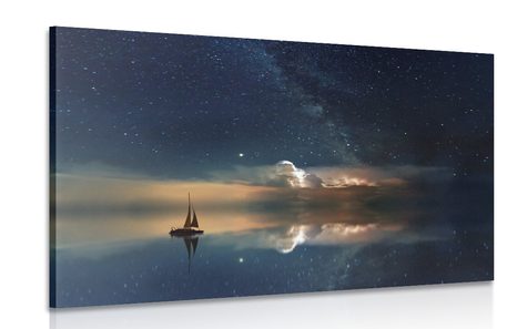 CANVAS PRINT BOAT AT SEA - PICTURES OF NATURE AND LANDSCAPE - PICTURES