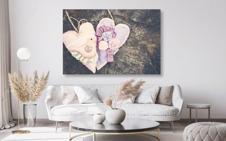 OBRAZ HANDMADE SRDÍČKA NA PAŘEZU - VINTAGE A RETRO OBRAZY - OBRAZY