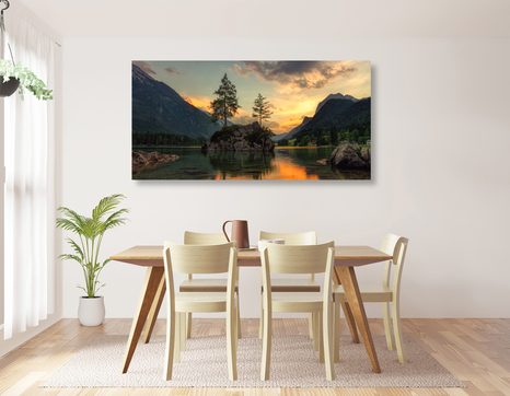 WANDBILD BERGLANDSCHAFT AM SEE - BILDER VON NATUR UND LANDSCHAFT - BILDER