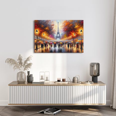 QUADRO SU TELA – PARIGI AUTUNNALE CON TORRE EIFFEL - QUADRI DI PARIGI - STAMPE E QUADRI