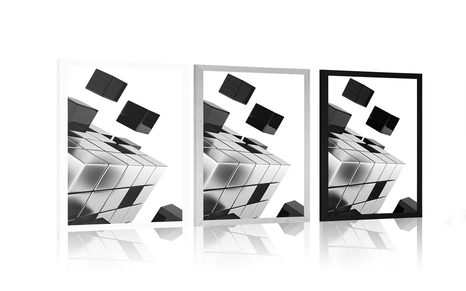 POSTER STRATEGISCHER WÜRFEL IN SCHWARZ-WEISS - SCHWARZ-WEISS - POSTER