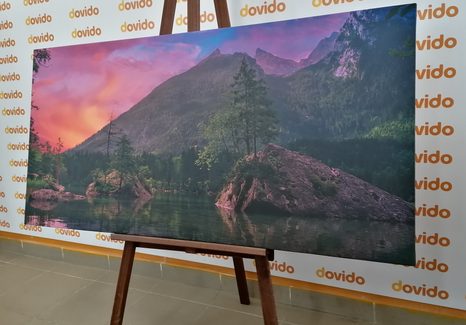 CANVAS PRINT SUNSET OVER A MOUNTAIN LANDSCAPE - PICTURES OF NATURE AND LANDSCAPE - PICTURES