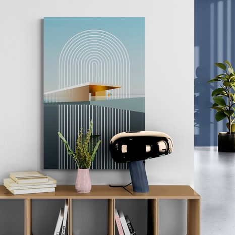 WANDBILD REGENBOGEN MIT SOMMERLICHEM HINTERGRUND MID-CENTURY - ABSTRAKTE BILDER - BILDER