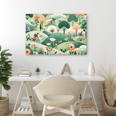 WANDBILD RADAUSFLUG DURCH DIE LANDSCHAFT - WANDBILDER FELDER UND WIESEN - BILDER