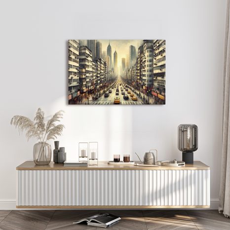 OBRAZ MĚSTSKÁ ULICE PŘI ZÁPADU - OBRAZY MĚSTA - OBRAZY