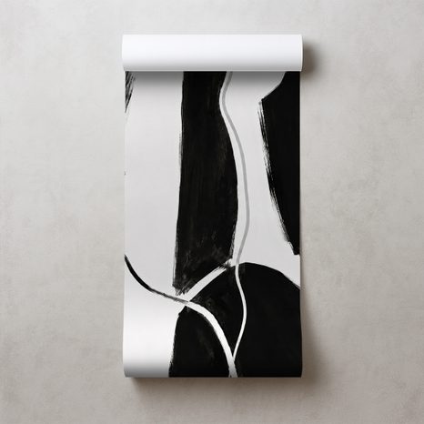TAPÉTA MINIMALISTA FEKETE-FEHÉR ECSETVONÁSOK - ABSZTRAKT TAPÉTÁK - TAPÉTÁK