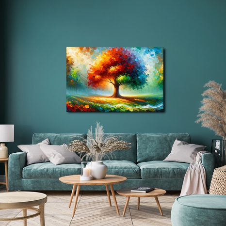 WANDBILD LEBENSBAUM IN REGENBOGENFARBEN - BILDER BÄUME DES LEBENS - BILDER