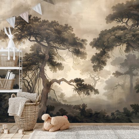 TAPET PĂDURE MISTERIOASĂ ÎN CEAȚĂ - TAPET PĂDURE - TAPETURI