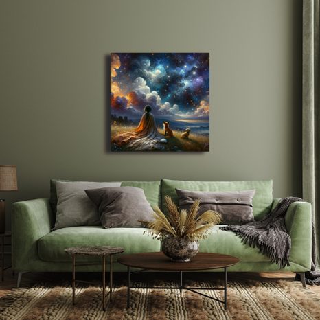 OBRAZ POSTAVA S LIŠKOU A PSEM - OBRAZY LIDÍ - OBRAZY