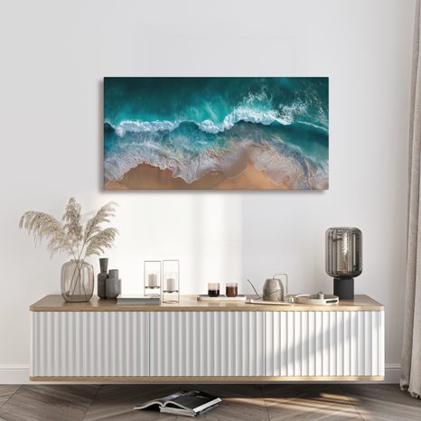 OBRAZ OCEÁNSKÁ PĚNA A PÍSEČNÉ POBŘEŽÍ - OBRAZY MOŘE A PLÁŽ - OBRAZY