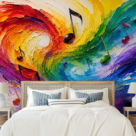 TAPETE BUNTE MUSIK-WELLEN - MUSIK FOTOTAPETEN - TAPETEN