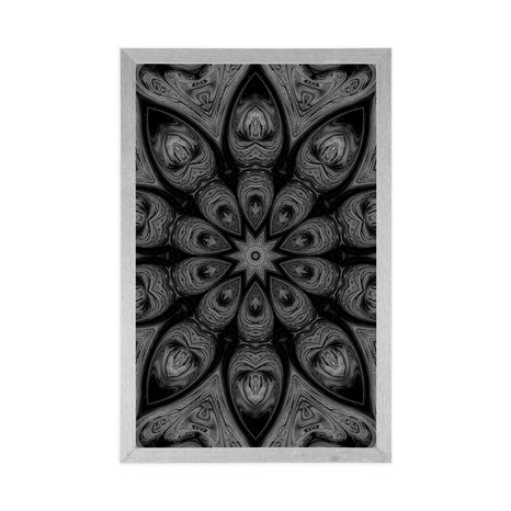 POSTER HYPNOTISCHES MANDALA IN SCHWARZ-WEISS - SCHWARZ-WEISS - POSTER