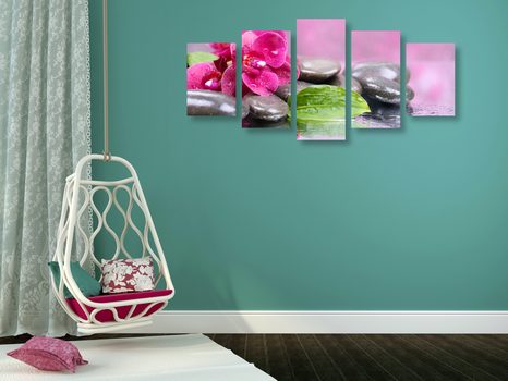 5-DÍLNÝ OBRAZ ORCHIDEJ S NÁDECHEM RELAXU - OBRAZY FENG SHUI - OBRAZY