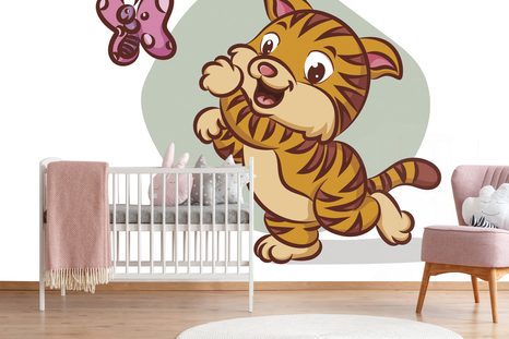 SAMOLEPÍCÍ TAPETA ROZTOMILÉ KOTĚ S MOTÝLEM - SAMOLEPÍCÍ TAPETY - TAPETY